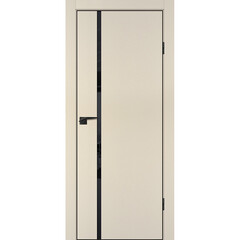 Межкомнатная дверь P-22 кромка ABS чёрная ПЭТ бежевый матовый со стеклом