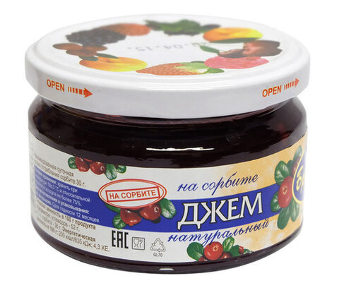 Джем ПД Брусничный на сорбите, 240г