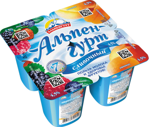 Йогурт Альпенгурт 4,5% сливочн лесн ягоды абр 100г, шт