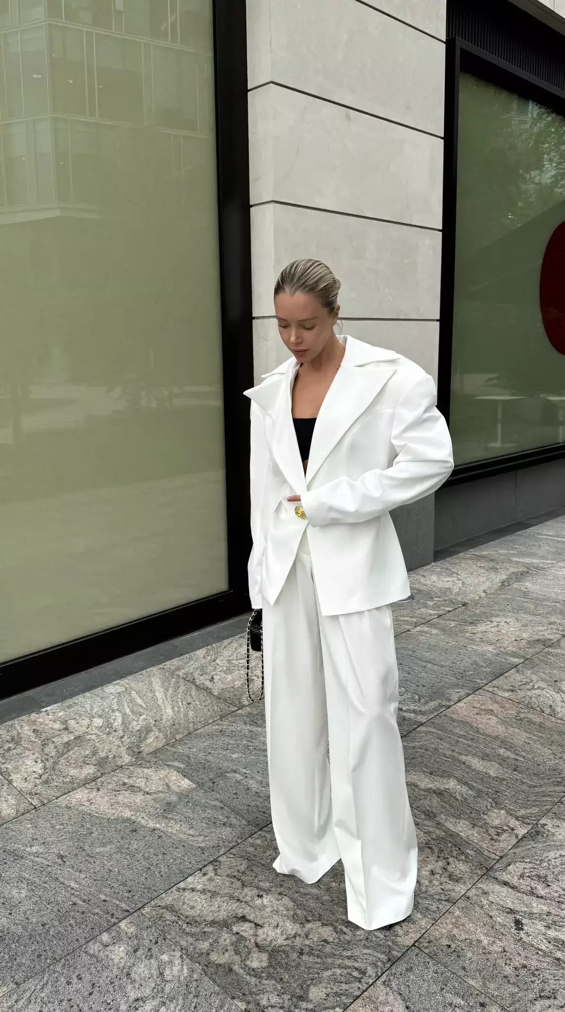 Пиджак oversize с объемными верхом молочный