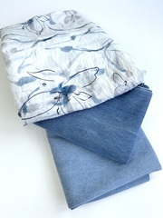 Вискоза с нейлоном, крэш вуаль, Голубые лилии