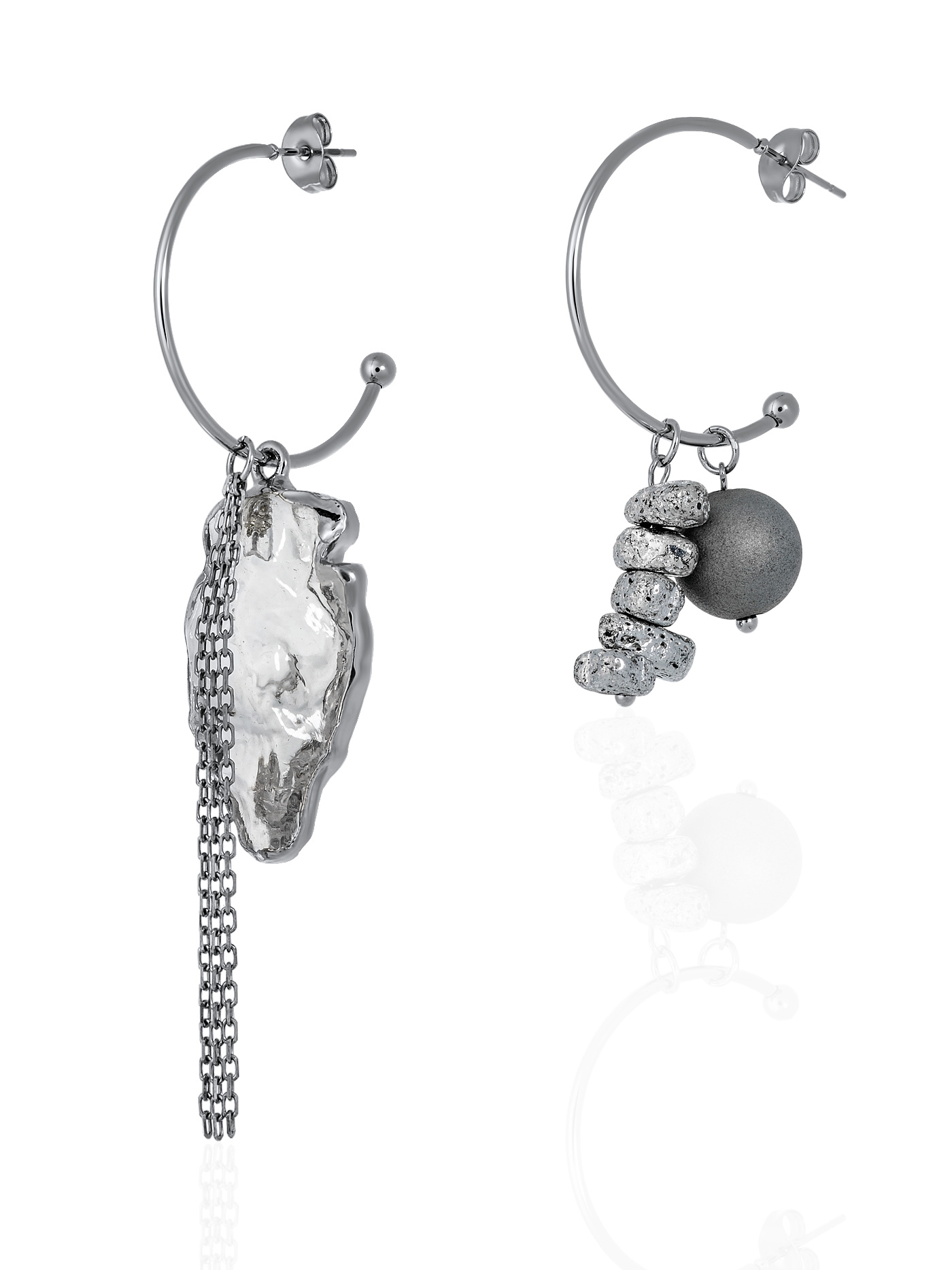 Серьги трансформеры с лавой и агатом