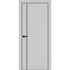 Купить Межкомнатная дверь экошпон Неаполь 204 пепельный кромка алюминиевая чёрная