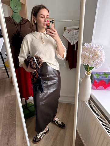 Поло ажурный с коротким рукавом из 100% мериноса