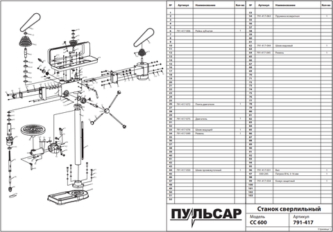 Ручка-рукоятка ПУЛЬСАР СС600 регулировки стола