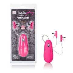 Розовые зажимы на соски с нагревательным эффектом с вибрацией Heated Nipple Teasers - 