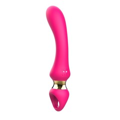 Розовый изогнутый вибромассажер Moon Vibrator - 21,1 см. - 