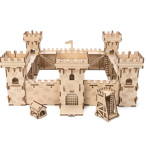 Деревянный конструктор Замок Средневековая крепость рыцаря, маленький с аксессуарами