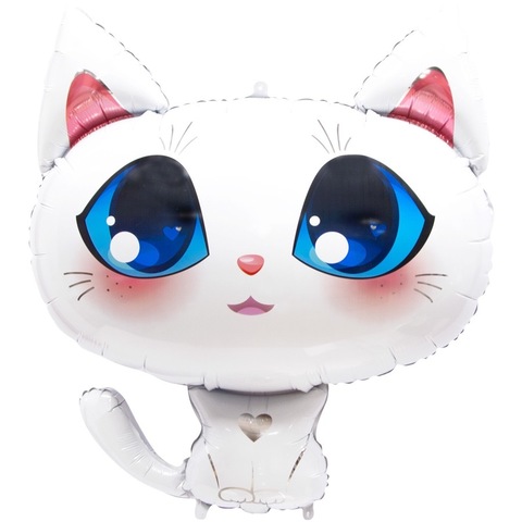 Воздушный шар с гелием Котенок, кошка, белый, 81 см