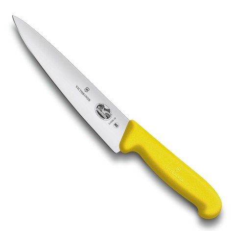 Кухонный нож Victorinox Fibrox Carving Knife разделочный, цвет жёлтый (5.2008.19) лезвие 19 см. | Wenger-Victorinox.Ru