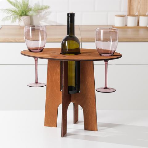 Столик-поднос для вина и двух бокалов