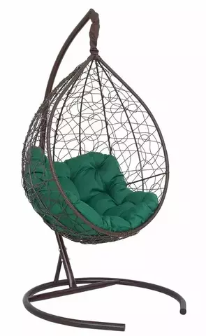 Подвесное кресло-кокон SEVILLA RELAX коричневое, зеленая подушка (Laura Outdoor)