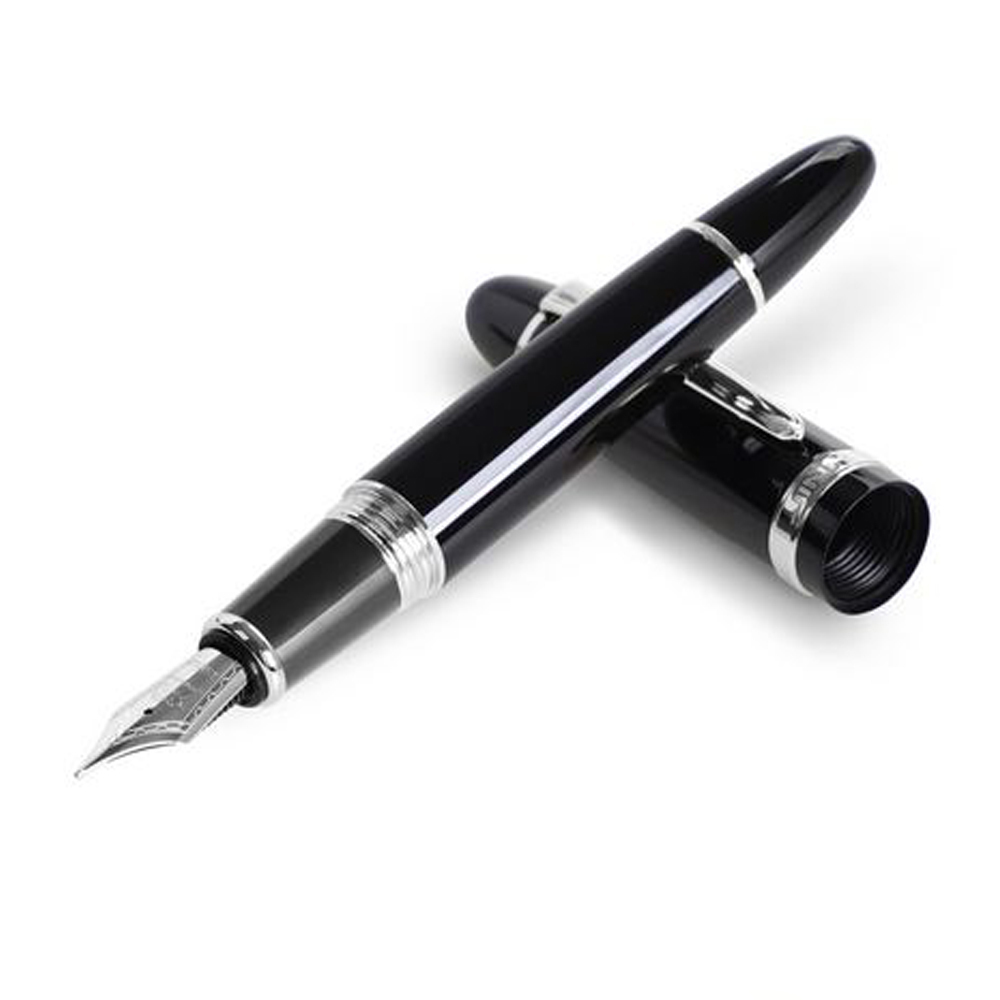 Перьевая ручка Jinhao 159 с серебристой отделкой, перо М (0.75 мм), колпачок закручивается. Цвет черный. Sale 1700!
