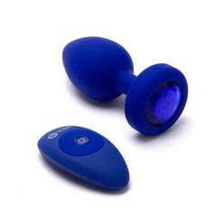 Синяя вибропробка Vibrating Jewel Plug L/XL - 11 см. - 