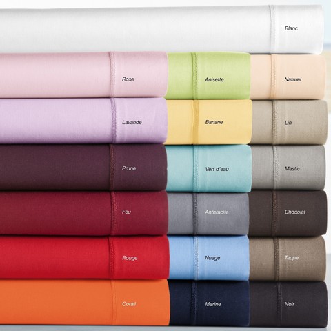 Простыня на резинке 160x200 Blanc des Vosges сатин бежевая