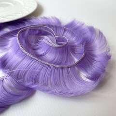 Волосы - трессы для кукол, короткие, для мальчика или челки, длина 4-5 см, ширина 100 см, цвет фиолетовый, набор 2 шт.