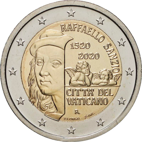 Ватикан 2 евро 2020 500 лет со дня смерти художника Рафаэля Санти