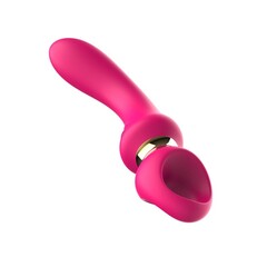 Розовый изогнутый вибромассажер Moon Vibrator - 21,1 см. - 