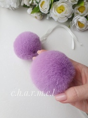 Eco-fur pompoms, 6 cm, color Arctic fox, 2 pieces