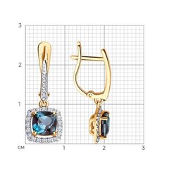 Серьги из золота 585 пробы с бриллиантами и александритами