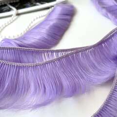 Волосы - трессы для кукол, короткие, для мальчика или челки, длина 4-5 см, ширина 100 см, цвет фиолетовый, набор 2 шт.