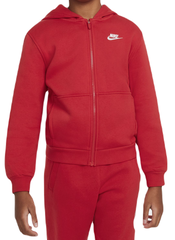 Детская толстовка Nike Club Fleece Full-Zip Hoodie - university red/white