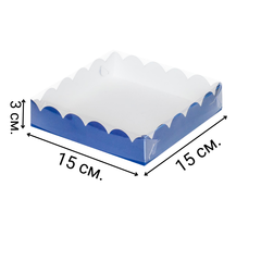 Коробочка для печенья 15х15х3 см синяя