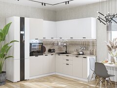 Угловая модульная кухня Евро Лайн-04 Белый/Агат - Белый 2140*1800/2150*600