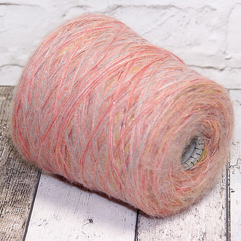 Смотка с бэби альпакой и кидмохером 285 розовый секционный