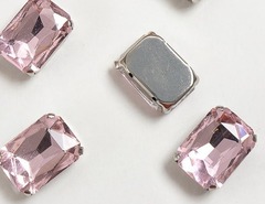 Стразы пришивные стекло в оправе "Прямоугольник", р. 18х13 мм, светло-розовый