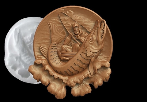 Силиконовый молд Рыбак (медальон) № 0462