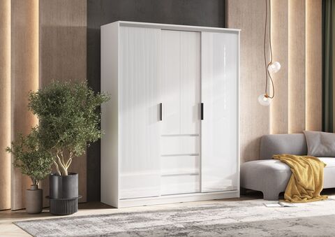 Челси Шкаф-купе (1600) (Белый глянец, Белый)