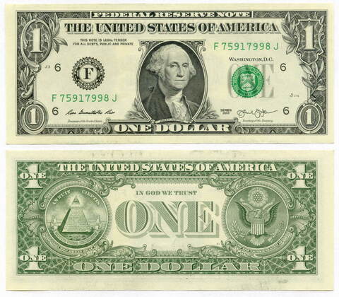 Банкнота США 1 доллар 2013 F 75917998 J (Атланта). AUNC