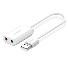 Адаптер UGREEN USB 2,0 External Sound Adapter, длина: 15см US205, Белый
