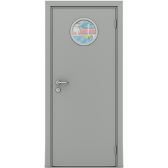 Купить Межкомнатная влагостойкая дверь серая остеклённая с иллюминатором