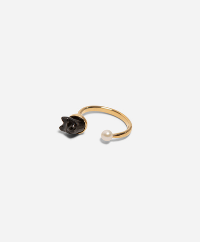 Кольцо MINI KITTY PEARL black