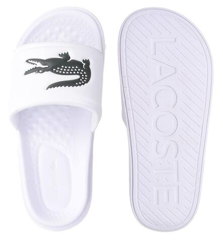 Сланцы Lacoste Croco Dualiste Synthetic Logo Strap Slides - white/black