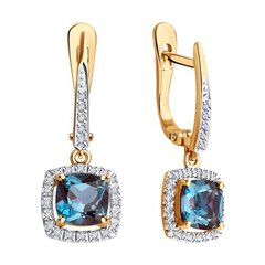 Серьги из золота 585 пробы с бриллиантами и александритами