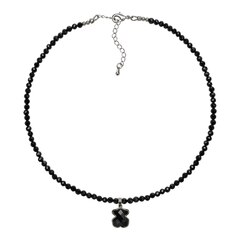 Чокер из Шпинели и Подвеска Мишка из керамики, silver