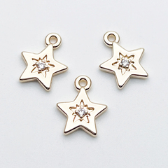 Подвеска Звезда, цвет золото, фианит, размер 10,5*9 мм, цена за 1 шт