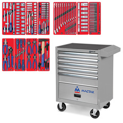 МАСТАК (52-05186G) Набор инструментов "СТАНДАРТ" в серой тележке, 186 предметов