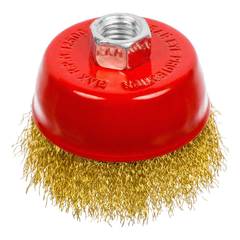45-1-003 Щетка-крацовка чашечная, латунированная стальная проволока, посадочная гайка М14, 75мм (РемоКолор)