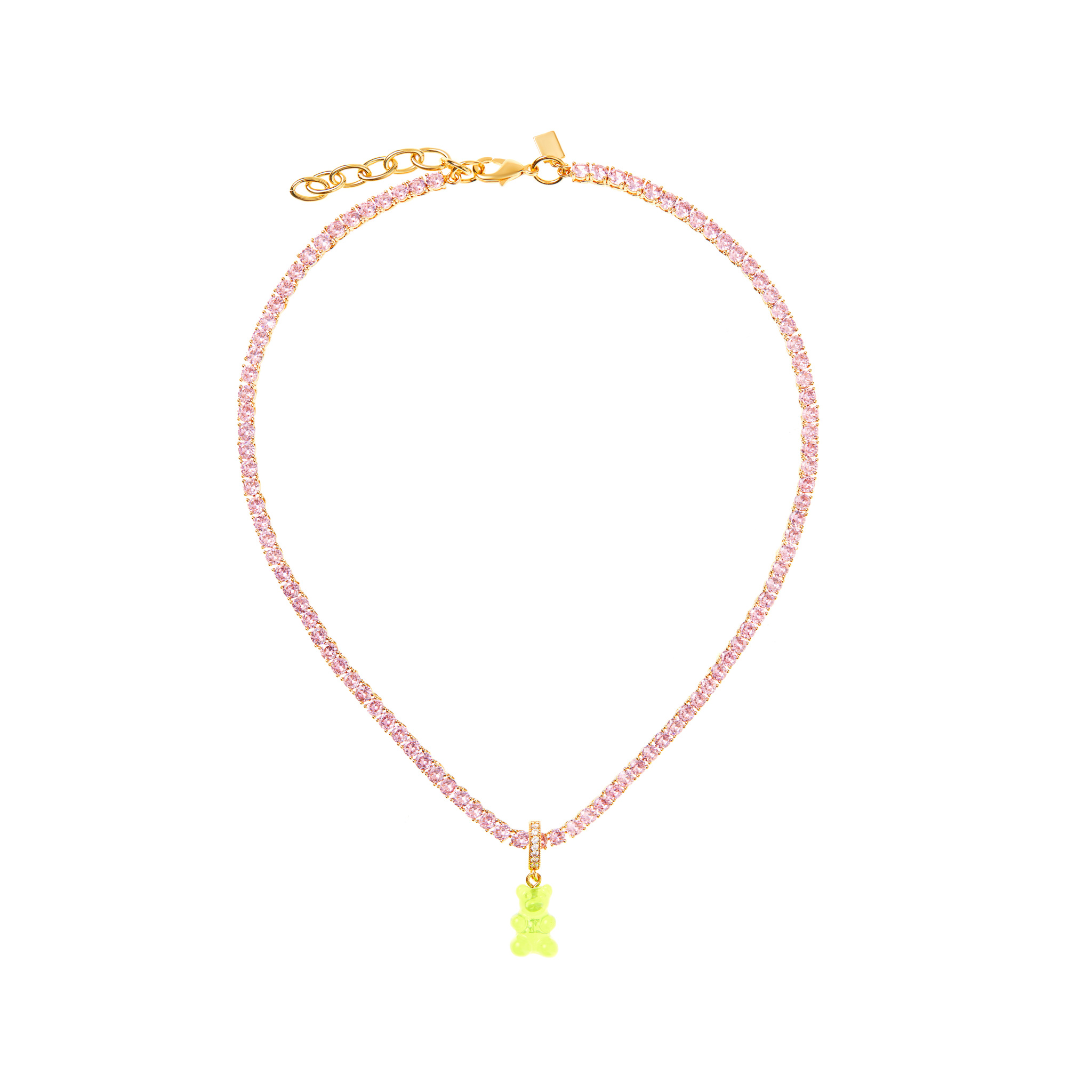 Колье Pave Nostalgia Bear Serene Necklace – Lime and Pink купить онлайн по цене 27580 ₽ | Интернет-магазин VIVA LA VIKA