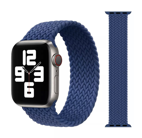 Ремешок матерчатый плетеный 42 мм / 44 мм / 45 мм / 49 мм (размер M - 156 мм) для Apple Watch (Синий)