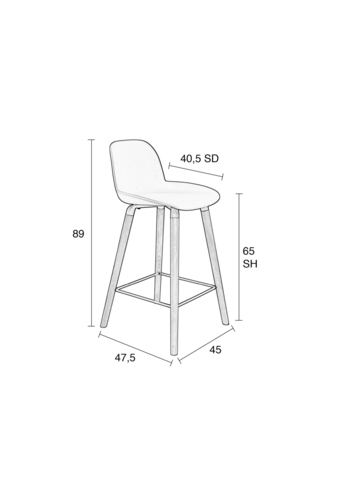 Барный стул Zuiver Albert Kuip - taupe (65 см) - 1500055