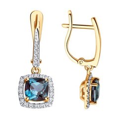 Серьги из золота 585 пробы с бриллиантами и александритами