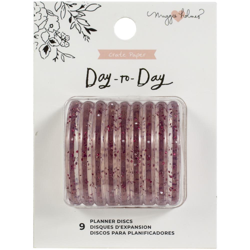Диски - (крепежный механизм для ежедневников) Maggie Holmes Day-To-Day Planner Discs -  Pink Glitter- 4.3см/9шт