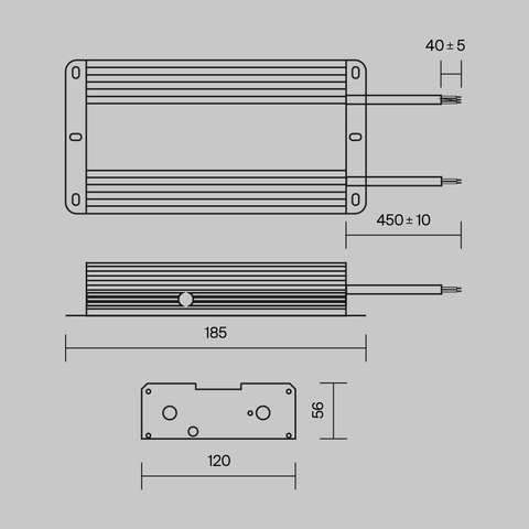 Блок питания для магнитных систем 480Вт, 48V, IP67 Maytoni Power Supply Magnetic PSL008-480W-48V-IP67