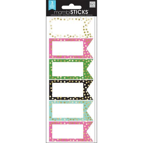 Набор стикеров Label Stickers -Big City Brights Banner W/Gold Foil Dots- 18шт.