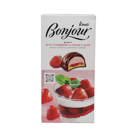 Десерт Bonjour суфле со вкусом клубники со сливками 232гр